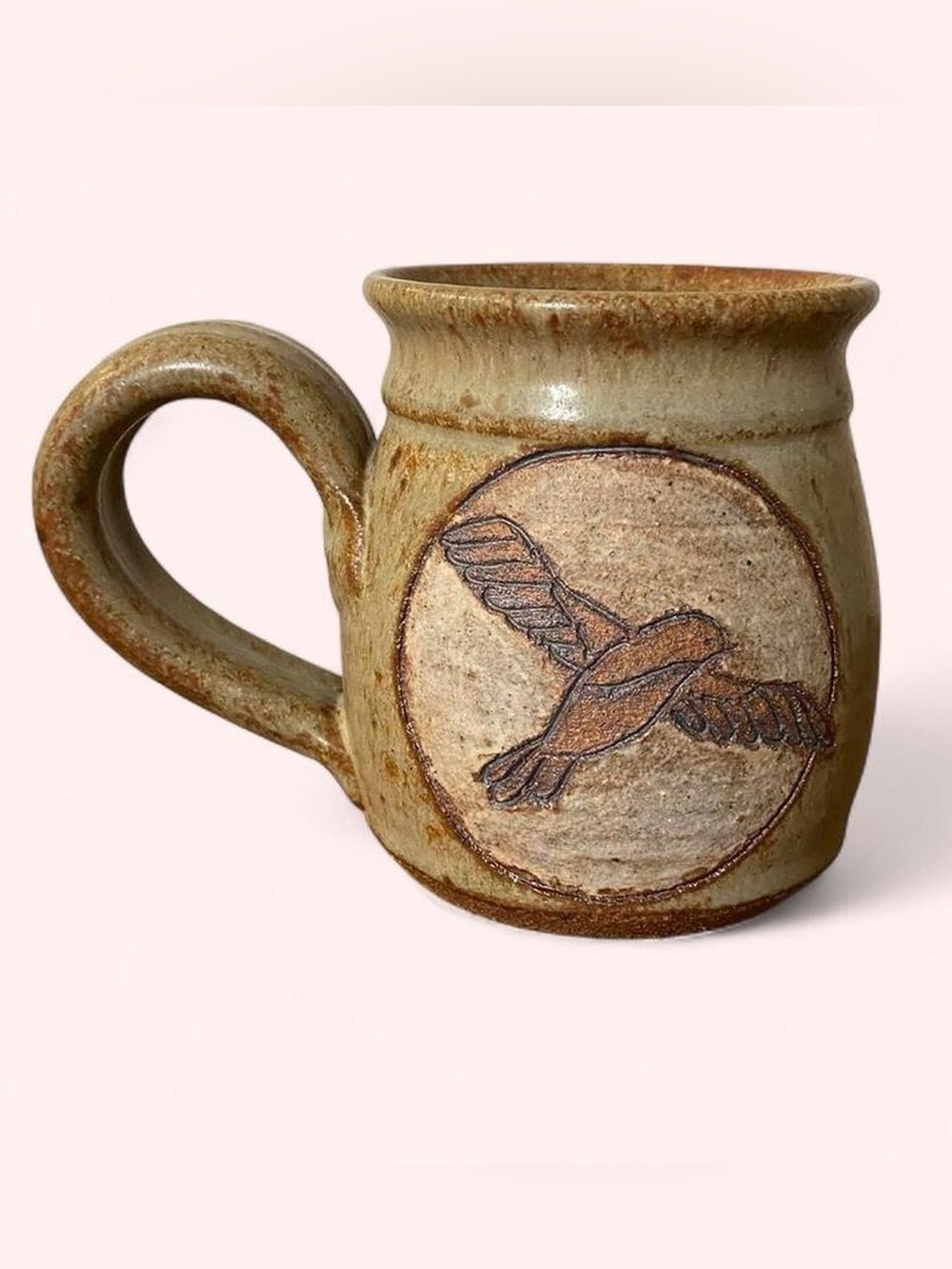 Rustic Artisan Stoneware Mug with Bird Accent ☕️